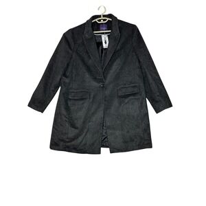 NWT Violeta by Mango Women Charcoal Gray Button Front Coat Large Wool Blend